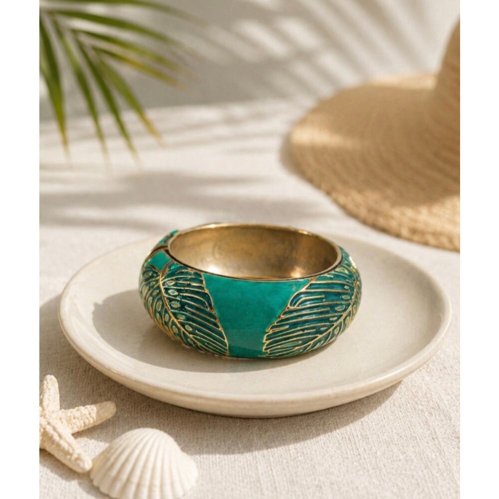 Sequins Green Palm Hinge Bangle New
